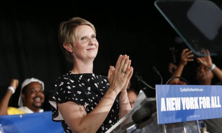Gubernatorial candidate Cynthia Nixon delivers her concession speech at the Working Families Party primary night party