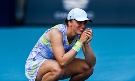 Iga Swiatek reacts after her dominant victory in the final of the Miami Open