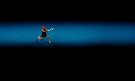 Poland's Iga Swiatek beat teenager Linda Noskova with a forehand shot.