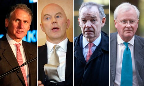 Accused former Barclays bosses, from left: Tom Kalaris, Roger Jenkins, Richard Boath, and John Varley.