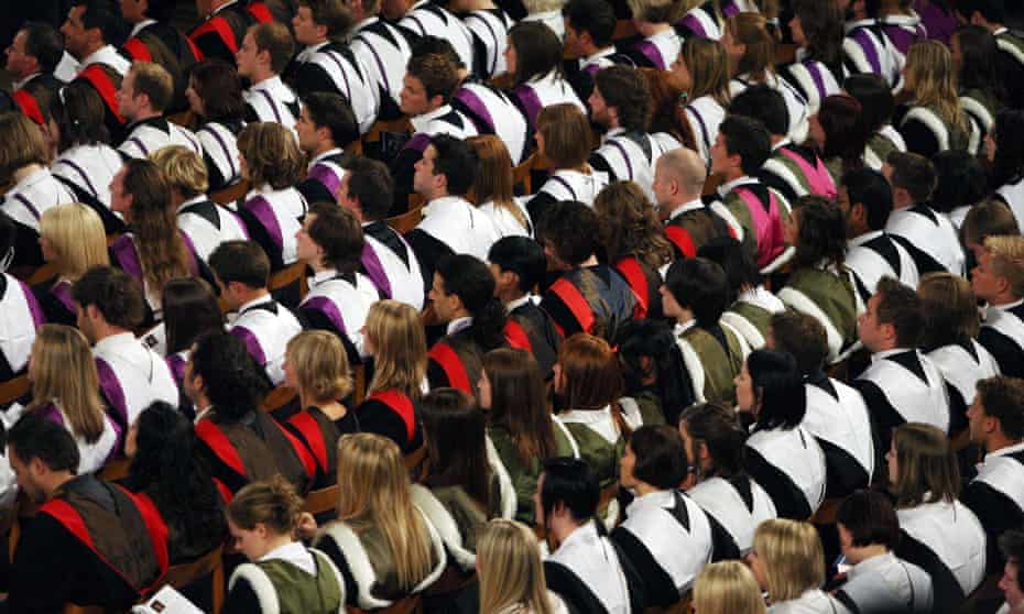 Students at a university graduation ceremony