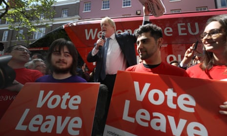 Boris Johnson delivers a speech for the Vote Leave campaign.