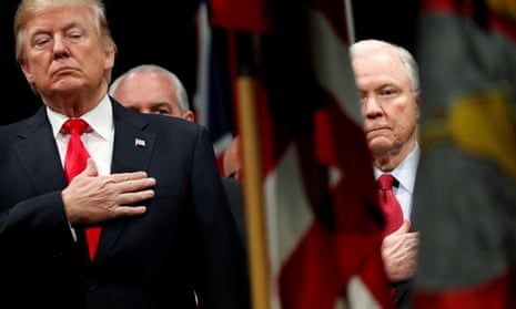 Jeff Sessions with Donald Trump in Quantico, Virginia last year. On Wednesday, Sessions wrote: ‘At your request, I am submitting my resignation.’
