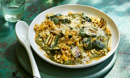 Courgette, sweetcorn and chermoula.