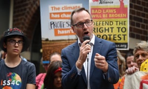 NSW Greens Senator David Shoebridge speaks to the media at the Manly local court in Sydney, where he pleaded not guilty to a charge of disobeying a police action.
