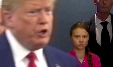 Greta Thunberg fixes an icy stare on Donald Trump at the United Nations in New York.