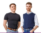 Colman and Ben stand smiling against a white background