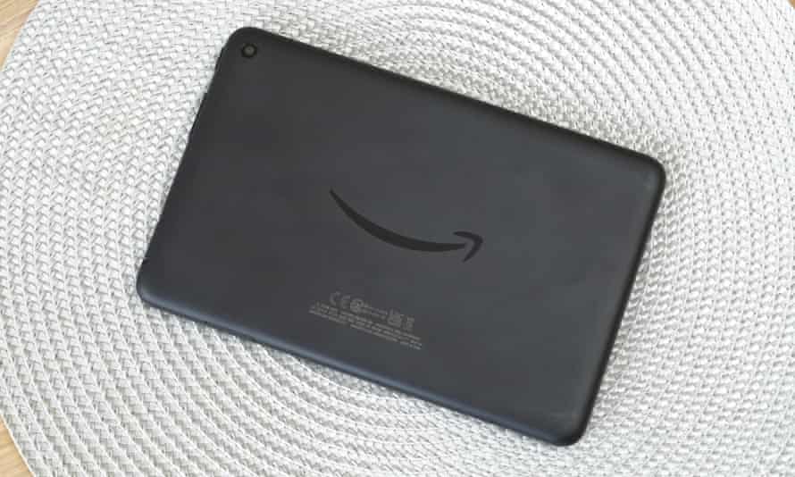 The back of the Fire 7 tablet showing the Amazon logo.