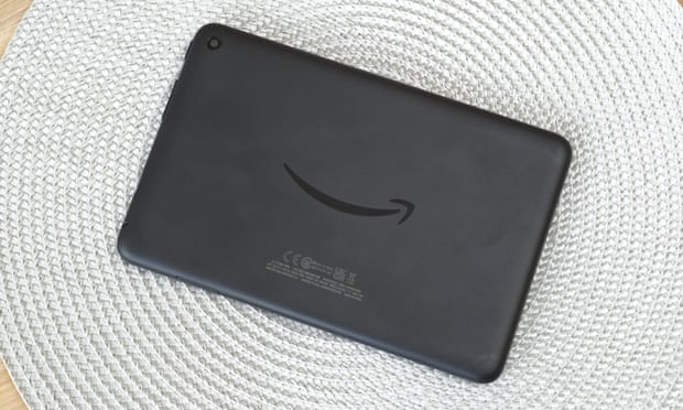 The back of the Fire 7 tablet showing the Amazon logo.