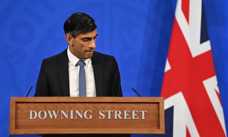 Rishi Sunak speaking at a press conference in Downing Street