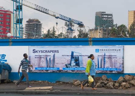 A construction site in Addis Ababa for a joint Chinese-Ethiopian development.