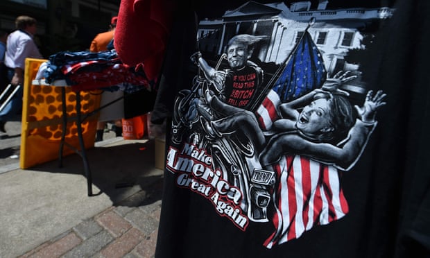 A T-shirt featuring Hillary Clinton and Donald Trump is seen on the third day of the Republican national convention in Cleveland.