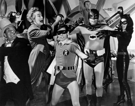 The cast of Batman lark about in 1966.