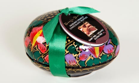 Booja-Booja’s hazelnut crunch chocolate truffles in a painted egg