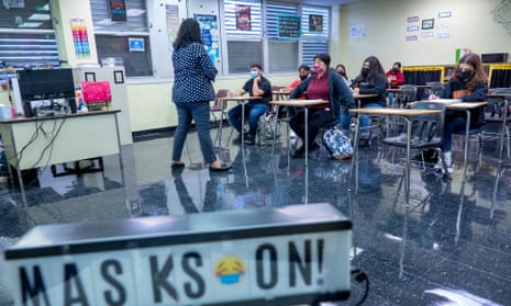 Students attend classes during the first day of school in Miami Lakes, Florida.