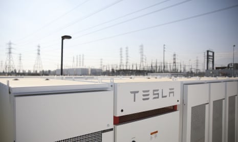 Tesla Inc. Powerpacks and inverters stand at the Southern California Edison Co. Mira Loma energy storage system facility in Ontario, California, U.S., on Thursday, June 1, 2017.