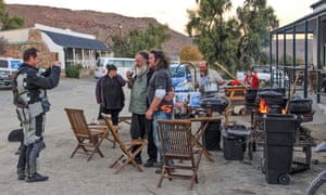 Bikers gather at the Karoo Lamb for a potjie dinner (stew prepared outside) in Nieu Bethesda