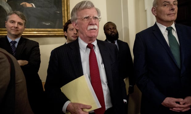 John Bolton attends a meeting at the White House on 17 July. 