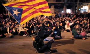 Protest outside the Spanish government’s regional office in Barcelona on 21 October.