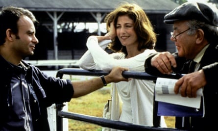 ‘Sam and I talked a lot about horses – they were one of his great loves’ … Warchus, left, with Catherine Keener and Albert Finney on the set of Simpatico.