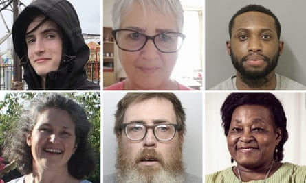 Rowan Thompson, top left, who killed his mother, Joanna, bottom left in 2019; Judith Rhead, centre, top, who was killed by her son Dale Morgan, centre, bottom, in 2020; Donovan Millar, top right, who killed his grandmother Phyllis Nelson in 2021.
