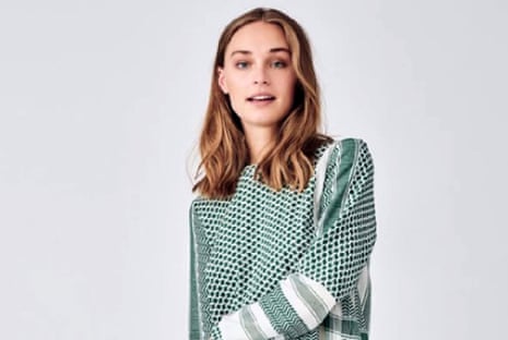 model wearing green Cecilie Copenhagen keffiyeh pattern dress