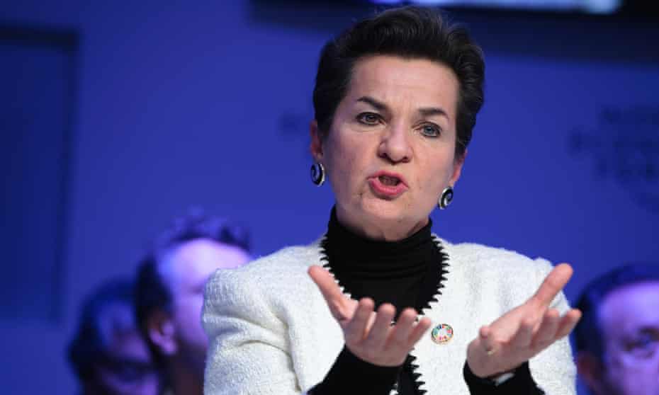 Christiana Figueres, former executive secretary of the United Nations framework convention on climate change, speaks at the World Economic Forum in Davos, Switzerland, on 18 Jan 2017