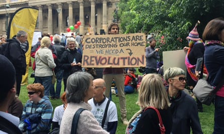 Protesters at the climate rally, which organisers hoped would reach 30,000.
