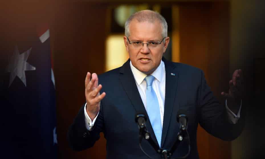 Prime minister Scott Morrison speaks to the media during a press conference at Parliament House in Canberra