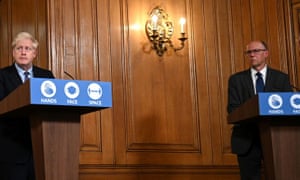 Boris Johnson and Stephen Powis, right, have both gone into self-isolation.