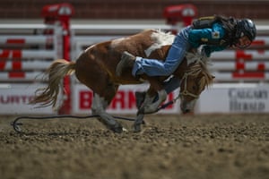 Calgary, Canada A young participant in the Wild Pony Races