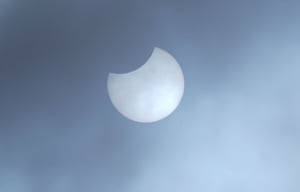 A partial solar eclipse as seen over Basingstoke
