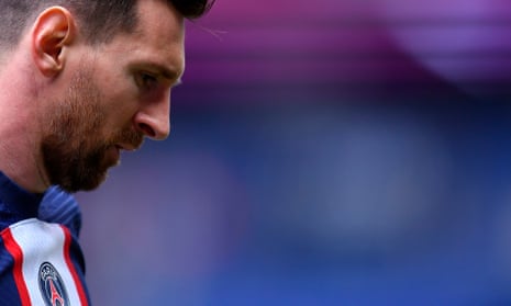 Lionel Messi, of Paris Saint-Germain, who has been suspended by his club for taking an unauthorised two-day trip to Saudi Arabia.
