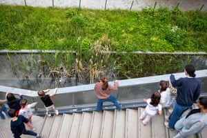 children looking over a stairwell