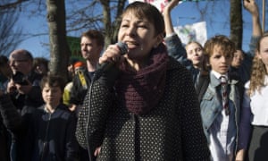 Caroline Lucas addressed the crowd in Brighton.
