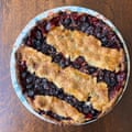 Grated apple gives it body. Four & Twenty blackbirds’ blueberry pie.