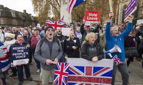 Pro-Brexit protesters outside the House of Commons: ‘The Brexiters are experts at defining what they don’t like – nobody can explain their New Jerusalem’