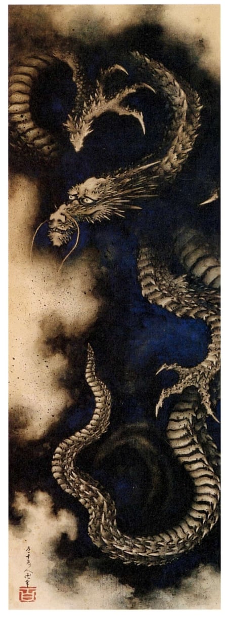 Dragon in Rain Clouds, hanging scroll, ink and colour on paper, 1849.
