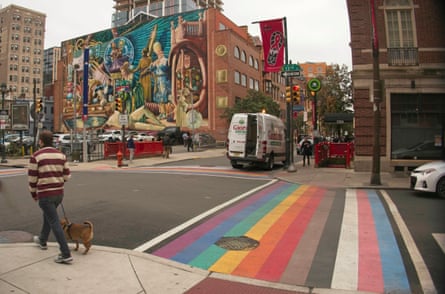 Intersection in the “Gayborhood” of Washington Square West, Philadelphia, Pennsylvania.
