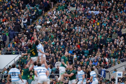 A mainly South African crowd watch the Argentina "home" game during the Rugby Championship at the Allianz Stadium, Twickenham