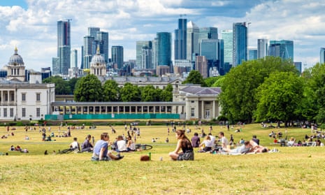 A view of London’s financial district from Greenwich park last month