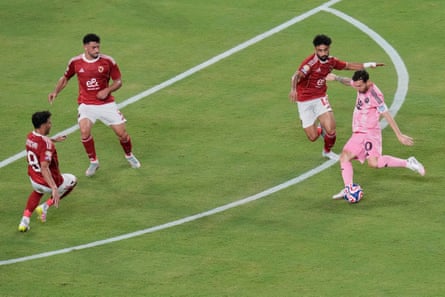 Inter Miami's Lionel Messi attempts a shot on goal