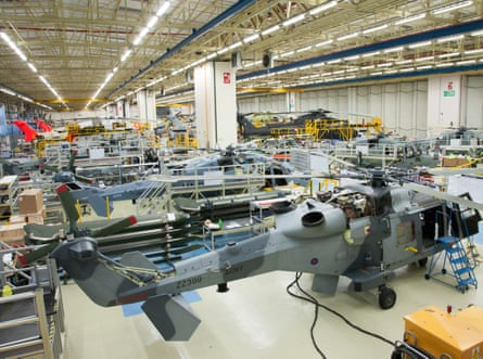 A flight hanger at the Yeovil-based helicopter maker Leonardo.
