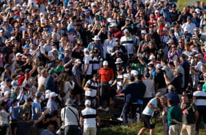 He is seen among a big crowd of fans