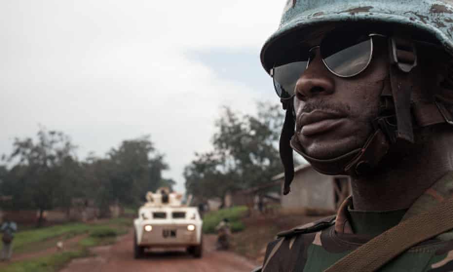 A Tanzanian soldier from the UN peacekeeping mission in Central African Republic patrols the town of Gamboula last July