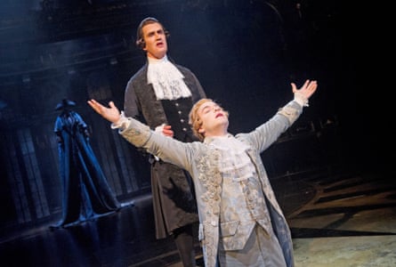 Rupert Everett as Salieri and Joshua McGuire as Mozart in Amadeus by Peter Shaffer at Chichester Festival theatre, directed by Jonathan Church, in 2014.