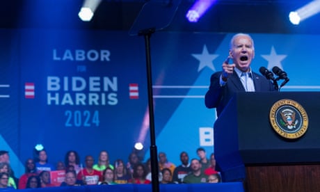 President Joe Biden speaks at a rally hosted by the AFL-CIO in Philadelphia, Pennsylvania.