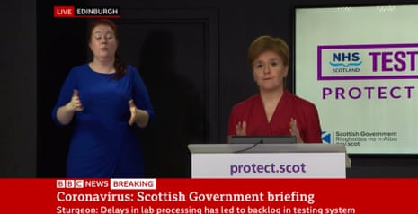 Nicola Sturgeon at her briefing today.