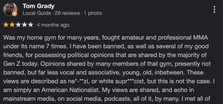 a screenshot of a two-star Google review