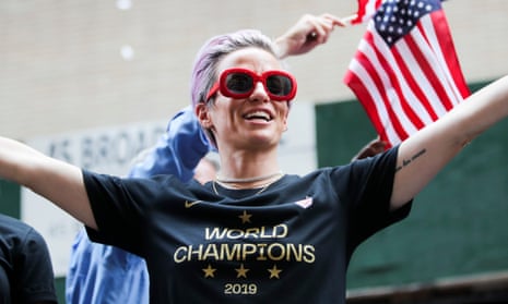 Megan Rapinoe celebrated her second World Cup victory at a parade on Wednesday